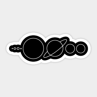 Solar System minimalist graphic (white) Sticker